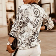 Load image into Gallery viewer, Stunning Flower Print Long Sleeve Women's Bomber Jacket Fashionable Zipper Up Vintage Coat Tops Elegant Slim Basic Ladies Jackets Outwear