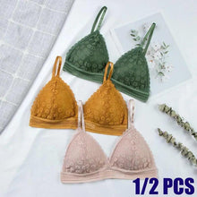Load image into Gallery viewer, Stunning Hot Look Women's Lace Bra No Steel Ring Beauty Back comfor Wrapped Chest Comfortable Daisy Brassiere Stretch Triangle Cup Padded Underwear 1/2Pcs