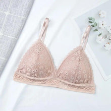 Load image into Gallery viewer, Stunning Hot Look Women's Lace Bra No Steel Ring Beauty Back comfor Wrapped Chest Comfortable Daisy Brassiere Stretch Triangle Cup Padded Underwear 1/2Pcs