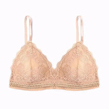 Load image into Gallery viewer, Stunning Women's French Style Lace Bra Girls Triangle Cup Lingerie With Deep V Wireless Underwear Soft Thin Seamless Bra
