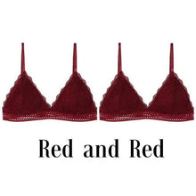 Load image into Gallery viewer, Stunning Women's French Style Lace Bra Girls Triangle Cup Lingerie With Deep V Wireless Underwear Soft Thin Seamless Bra