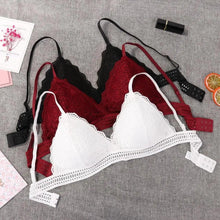 Load image into Gallery viewer, Stunning Women's French Style Lace Bra Girls Triangle Cup Lingerie With Deep V Wireless Underwear Soft Thin Seamless Bra