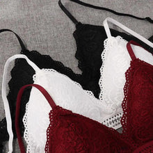 Load image into Gallery viewer, Stunning Women's French Style Lace Bra Girls Triangle Cup Lingerie With Deep V Wireless Underwear Soft Thin Seamless Bra