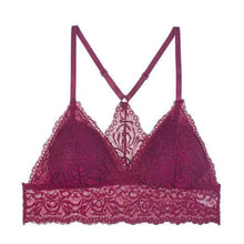 Load image into Gallery viewer, Stunning Women's French Style Lace Bra Girls Triangle Cup Lingerie With Deep V Wireless Underwear Soft Thin Seamless Bra