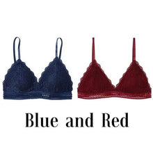 Load image into Gallery viewer, Stunning Women's French Style Lace Bra Girls Triangle Cup Lingerie With Deep V Wireless Underwear Soft Thin Seamless Bra