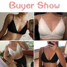 Load image into Gallery viewer, Stunning Women's French Style Lace Bra Girls Triangle Cup Lingerie With Deep V Wireless Underwear Soft Thin Seamless Bra