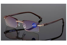 Load image into Gallery viewer, Stylish Fashionable Blue Light Blocking Rimless Reading Glasses Women Men Simple Modern Square Frameless Diopters Glasses Frameless Reading Glasses Blue Light Blocking Rimless Computer Reader Lightweight Anti Glare Filter Eyeglasses