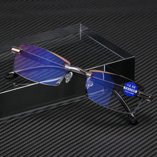 Load image into Gallery viewer, Stylish Fashionable Blue Light Blocking Rimless Reading Glasses Women Men Simple Modern Square Frameless Diopters Glasses Frameless Reading Glasses Blue Light Blocking Rimless Computer Reader Lightweight Anti Glare Filter Eyeglasses