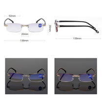 Load image into Gallery viewer, Stylish Fashionable Blue Light Blocking Rimless Reading Glasses Women Men Simple Modern Square Frameless Diopters Glasses Frameless Reading Glasses Blue Light Blocking Rimless Computer Reader Lightweight Anti Glare Filter Eyeglasses