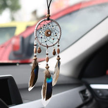 Load image into Gallery viewer, Stylish Hangings Dream Catcher Interior Rear-view Mirror Hanging Decor Car Pendant Grids Nature Feather Wind Chimes Round Ring Circle Handmade Home Decorations Handcrafts Car Charms Pendant Accessories