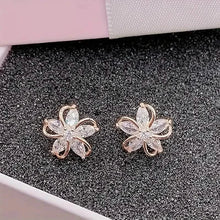 Load image into Gallery viewer, Stylish Zirconia Petal Flower Stud Earrings