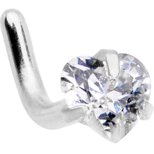Load image into Gallery viewer, 18G 1/4 Clear Heart 3mm CZ Gem Steel L-Shape Nose Ring