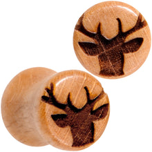 Load image into Gallery viewer, Organic Beechwood Holiday Antler Deer Saddle Plug Set Sizes 8mm to 25mm