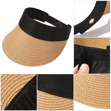 Load image into Gallery viewer, Summer Adjustable Empty Top Hat Portable Foldable Women's Beach Hat Wide Brim Women Sun Hat Fashion Casual Comfortable Cap Visors For Outdoor Activities