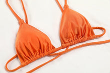 Load image into Gallery viewer, Summer Bikini Luxury Swimwear Women Folds Bikini Set Women's Bikini Set Two Piece Ribbed Front Back Self-tie Triangle Bikini Charming Bottom Bathing Suit Women Swimsuit Lace Up Bikinis For Beach