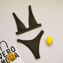 Load image into Gallery viewer, Summer Bikini Stylish Swimwear Women Halter Push Up Bikini Women's Neck Triangle Bikini Set Leopard Print Two Piece Swimsuits Set Swimsuit Female Lemon Print Bandage Bathing Suit