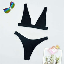 Load image into Gallery viewer, Summer Bikini Stylish Swimwear Women Halter Push Up Bikini Women's Neck Triangle Bikini Set Leopard Print Two Piece Swimsuits Set Swimsuit Female Lemon Print Bandage Bathing Suit