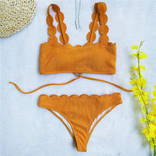 Load image into Gallery viewer, Summer Blue Bikini Women Swimwear Female Swimsuit Women’s Floral Print Lace-up Strapless Padded Comfortable Swimwear Bathing Suit Two-pieces Bikini Set Knotted Bathing Swim Suit