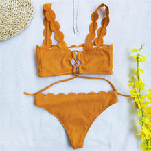 Load image into Gallery viewer, Summer Blue Bikini Women Swimwear Female Swimsuit Women’s Floral Print Lace-up Strapless Padded Comfortable Swimwear Bathing Suit Two-pieces Bikini Set Knotted Bathing Swim Suit