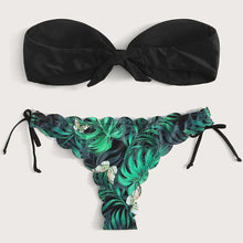 Load image into Gallery viewer, Summer Blue Bikini Women Swimwear Female Swimsuit Women’s Floral Print Lace-up Strapless Padded Comfortable Swimwear Bathing Suit Two-pieces Bikini Set Knotted Bathing Swim Suit