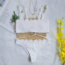 Load image into Gallery viewer, Summer Blue Bikini Women Swimwear Female Swimsuit Women’s Floral Print Lace-up Strapless Padded Comfortable Swimwear Bathing Suit Two-pieces Bikini Set Knotted Bathing Swim Suit