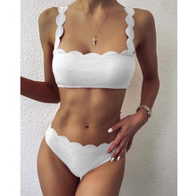 Load image into Gallery viewer, Summer Blue Bikini Women Swimwear Female Swimsuit Women’s Floral Print Lace-up Strapless Padded Comfortable Swimwear Bathing Suit Two-pieces Bikini Set Knotted Bathing Swim Suit