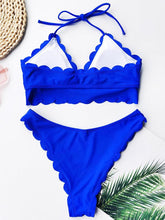Load image into Gallery viewer, Summer Blue Bikini Women Swimwear Female Swimsuit Women’s Floral Print Lace-up Strapless Padded Comfortable Swimwear Bathing Suit Two-pieces Bikini Set Knotted Bathing Swim Suit