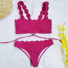 Load image into Gallery viewer, Summer Blue Bikini Women Swimwear Female Swimsuit Women’s Floral Print Lace-up Strapless Padded Comfortable Swimwear Bathing Suit Two-pieces Bikini Set Knotted Bathing Swim Suit