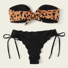 Load image into Gallery viewer, Summer Blue Bikini Women Swimwear Female Swimsuit Women’s Floral Print Lace-up Strapless Padded Comfortable Swimwear Bathing Suit Two-pieces Bikini Set Knotted Bathing Swim Suit