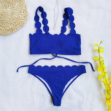 Load image into Gallery viewer, Summer Blue Bikini Women Swimwear Female Swimsuit Women’s Floral Print Lace-up Strapless Padded Comfortable Swimwear Bathing Suit Two-pieces Bikini Set Knotted Bathing Swim Suit