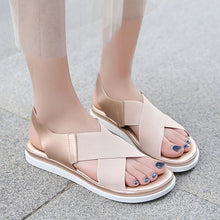 Load image into Gallery viewer, Summer Comfy Slip On Women Sandals Elastic Textile Sandals Casual Beach Shoes For Woman Classics Non-slip Lightweight Flat Sandals Fashion Sandals Ankle Strap Flat Sandals