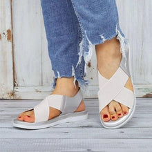 Load image into Gallery viewer, Summer Comfy Slip On Women Sandals Elastic Textile Sandals Casual Beach Shoes For Woman Classics Non-slip Lightweight Flat Sandals Fashion Sandals Ankle Strap Flat Sandals