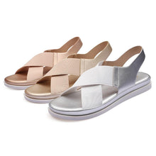 Load image into Gallery viewer, Summer Comfy Slip On Women Sandals Elastic Textile Sandals Casual Beach Shoes For Woman Classics Non-slip Lightweight Flat Sandals Fashion Sandals Ankle Strap Flat Sandals