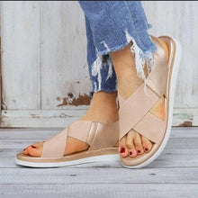 Load image into Gallery viewer, Summer Comfy Slip On Women Sandals Elastic Textile Sandals Casual Beach Shoes For Woman Classics Non-slip Lightweight Flat Sandals Fashion Sandals Ankle Strap Flat Sandals