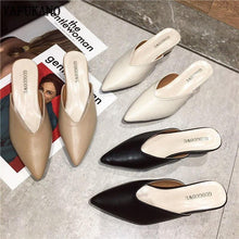 Load image into Gallery viewer, Summer Elegant Ladies Slippers Slip On Square Heel Shoes High Heels Women Pumps Women Flats Elastic Mules Comfortable Slip On Women's Flats Loafers Casual Flat Shoes