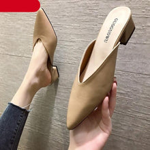 Load image into Gallery viewer, Summer Elegant Ladies Slippers Slip On Square Heel Shoes High Heels Women Pumps Women Flats Elastic Mules Comfortable Slip On Women's Flats Loafers Casual Flat Shoes