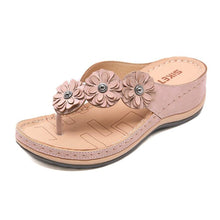 Load image into Gallery viewer, Summer Flat Sandal For Women Multicolor Handmade Retro Flowers Flip-Flops Women Slippers Cute Flat Summer Flats Sandals Women Strappy Flat Open Toe Sandals