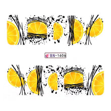 Load image into Gallery viewer, Summer Fruit Water Decals Kiwi Banana Strawberry Flower Alphabet Leaves Nail Art Stickers Wraps Slider Decorations 3D Fruit Nail Art Slices, Summer Fruit Slime Nail Supplies Nail Art Decorations Fruit Flakes Nail Accessories