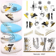 Load image into Gallery viewer, Summer Glitter Nail Decals Stickers Gold Black White Leaf Manicuring Foils Geometric Slider Nail Art Adhesive Decor Adhesive 3D Wave Design Decoration for Women Girls Art Stickers Decal Decoration Metallic Curve Strip Line Nail Decor