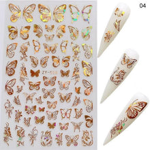 Load image into Gallery viewer, Summer Glitter Nail Decals Stickers Gold Black White Leaf Manicuring Foils Geometric Slider Nail Art Adhesive Decor Adhesive 3D Wave Design Decoration for Women Girls Art Stickers Decal Decoration Metallic Curve Strip Line Nail Decor