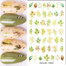 Load image into Gallery viewer, Summer Glitter Nail Decals Stickers Gold Black White Leaf Manicuring Foils Geometric Slider Nail Art Adhesive Decor Adhesive 3D Wave Design Decoration for Women Girls Art Stickers Decal Decoration Metallic Curve Strip Line Nail Decor