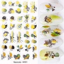 Load image into Gallery viewer, Summer Glitter Nail Decals Stickers Gold Black White Leaf Manicuring Foils Geometric Slider Nail Art Adhesive Decor Adhesive 3D Wave Design Decoration for Women Girls Art Stickers Decal Decoration Metallic Curve Strip Line Nail Decor