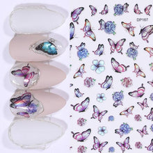 Load image into Gallery viewer, Summer Glitter Nail Decals Stickers Gold Black White Leaf Manicuring Foils Geometric Slider Nail Art Adhesive Decor Adhesive 3D Wave Design Decoration for Women Girls Art Stickers Decal Decoration Metallic Curve Strip Line Nail Decor