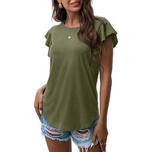 Load image into Gallery viewer, Summer Knit Ruffle Short Sleeve Top