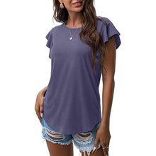 Load image into Gallery viewer, Summer Knit Ruffle Short Sleeve Top