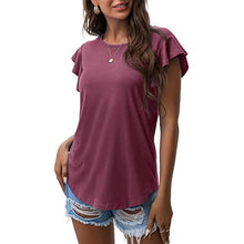 Load image into Gallery viewer, Summer Knit Ruffle Short Sleeve Top