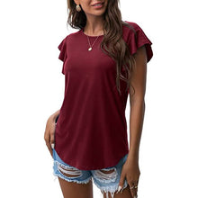 Load image into Gallery viewer, Summer Knit Ruffle Short Sleeve Top