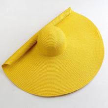 Load image into Gallery viewer, Summer Large Wide Brim Foldable Sun Hats For Women Foldable Sun Hat Wide Brim Summer Straw Floppy Beach Hat Oversized Sun Hat Modern Travel Straw Hat Fashionable Lady UV Protection Beach Hat 54-57cm