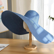 Load image into Gallery viewer, Summer Large Wide Brim Foldable Sun Hats For Women Foldable Sun Hat Wide Brim Summer Straw Floppy Beach Hat Oversized Sun Hat Modern Travel Straw Hat Fashionable Lady UV Protection Beach Hat 54-57cm