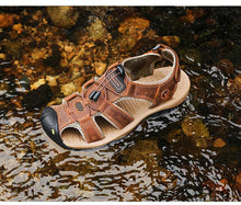 Load image into Gallery viewer, Summer Men's Breathable Sandals Beach Casual Shoes Thick Sole Closed Toe Aqua Shoes Hiking Fishing Summer Closed Toe Walking Sandal For Athletic Outdoor Lightweight Beach Breathable Waterproof Sandals